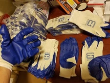 12 Pairs, String Knit Better Grip Premium Blue Latex Dipped Work Gloves. 1 Size.