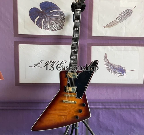 Explor Electric Guitar Royal Tea Burst Mahogany Body Gold Hardware HH Pickup