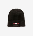 Bally Men's Black Ribbed Logo Wool Beanie 6240324 MSRP $199 NEW