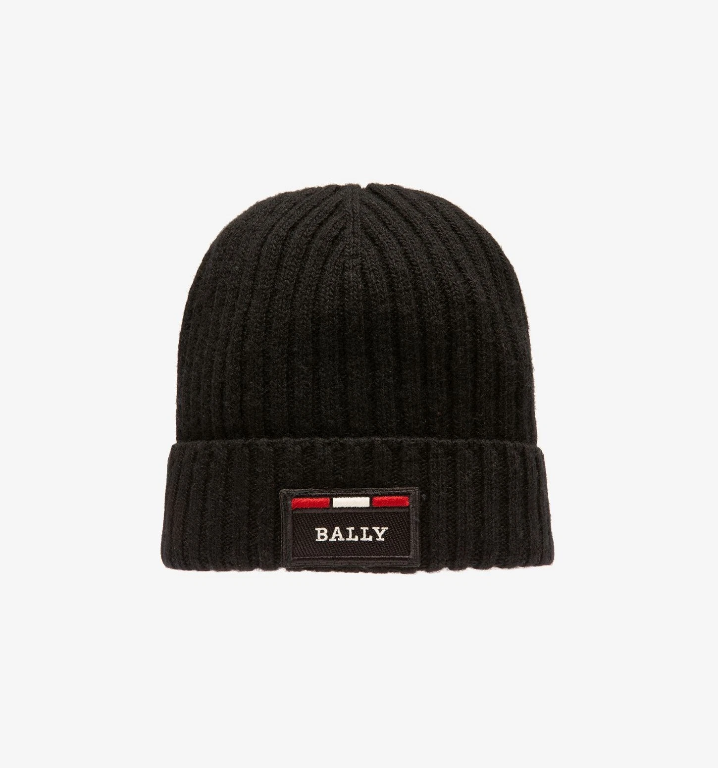 Bally Men's Black Ribbed Logo Wool Beanie 6240324 MSRP $199 NEW