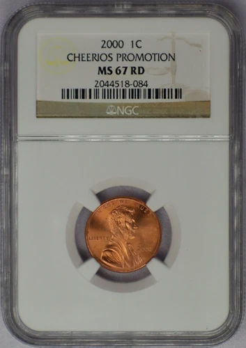 2000 1c Cheerios Lincoln Cent - NGC MS 67 RD