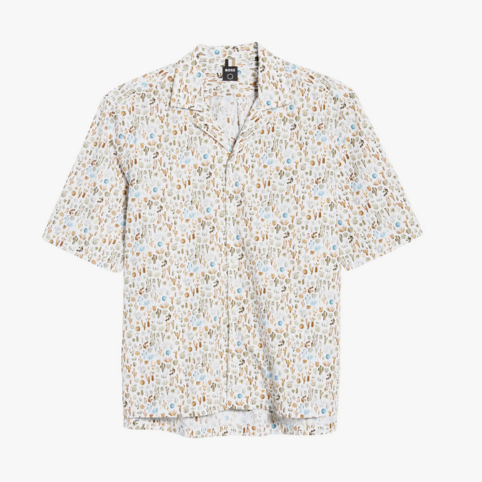 Лагерная рубашка HugoBoss Lars Cactus на пуговицах с коротким рукавом Sz Medium 7590₽