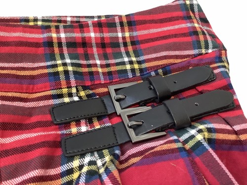 Dangerfield Red Tartan Plaid Skort Red Size 8 With Buckles Girls Ladies Womens - Picture 10 of 13