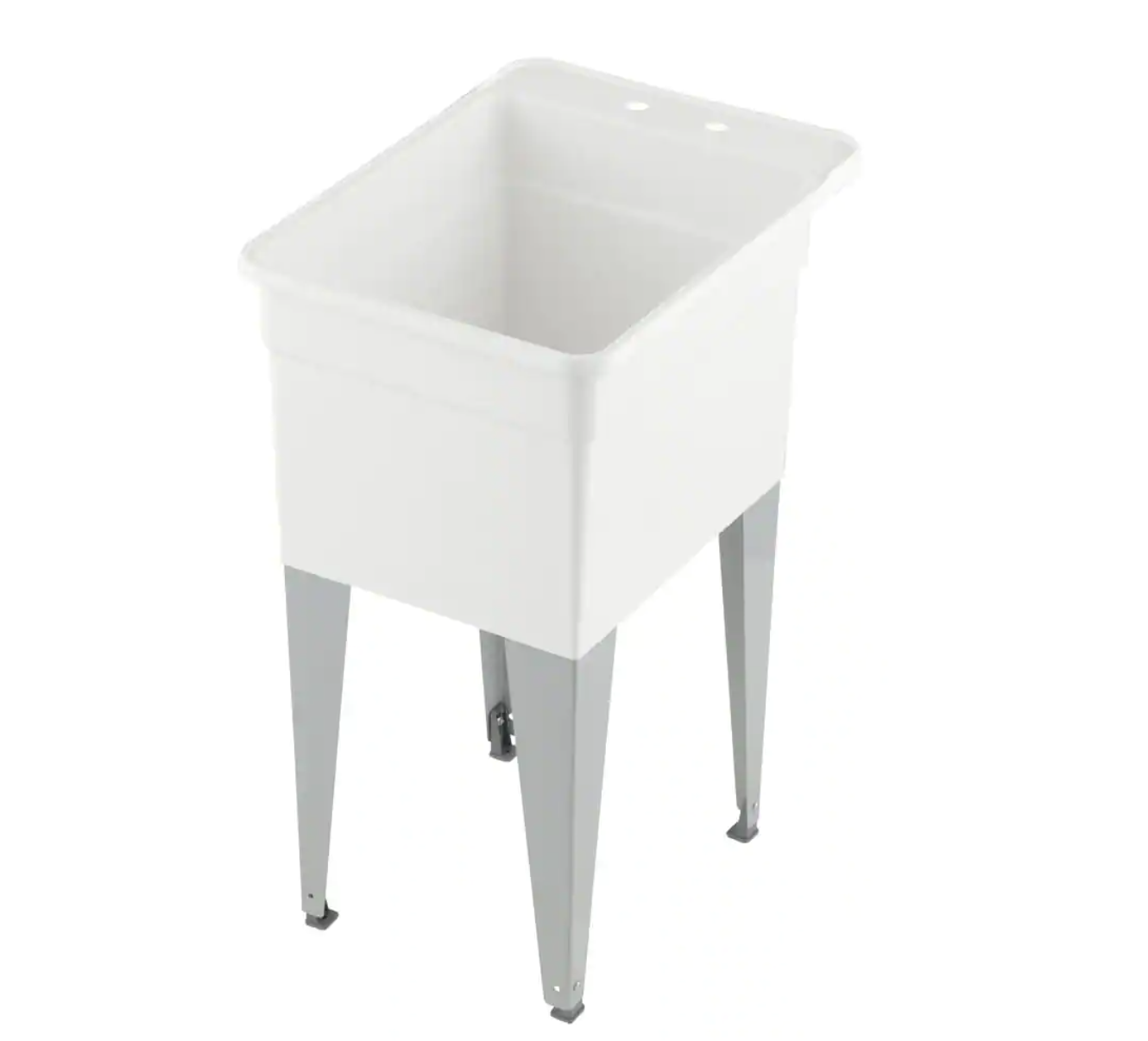 MUSTEE Laundry Tub Plastic Single White Basin Utility Sink Bowl 18 in