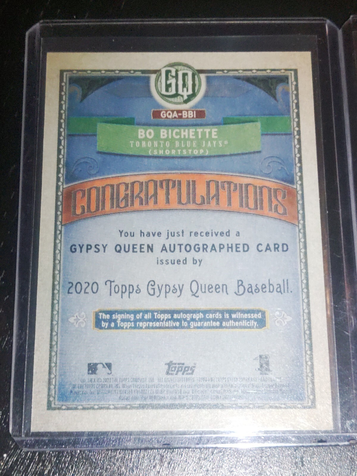 2020 Topps Gypsy Queen #GQA-BBI Bo Bichette AUTO RC & Base Rookie  - Picture 5 of 6