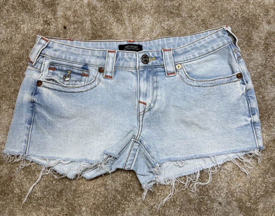 Pantalones Cortos Vaqueros Mujer True Religion Marca Joey Corte Envejecido Talla 32 NUEVO Foto 2 de 4
