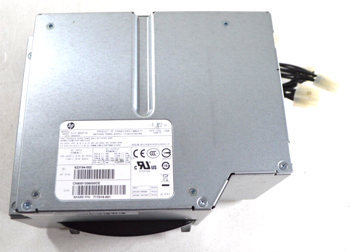 HP S10800P1A, 800W Power Supply, 623194002, S800E002H, For Z620