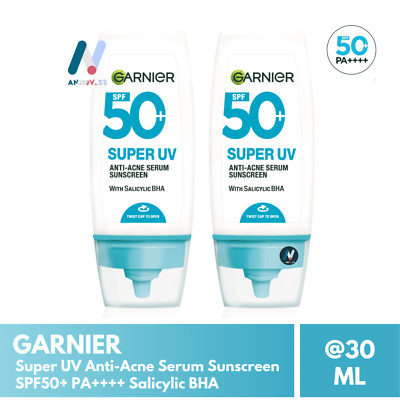 GARNIER Anti Acne Serum Sunscreen UVA UVB SPF50+ PA++++ Salicylic Redness Pimple