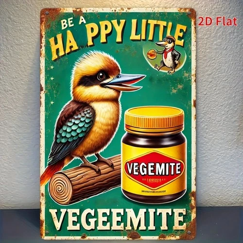 Vintage Style Tin Metal Sign Iron Be a Happy Little Vegemite 8x12