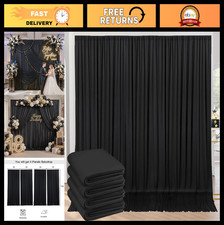 20ft x 10ft Black Wrinkle-Free Backdrop Curtains, 4 Panels Silky Polyester Drape