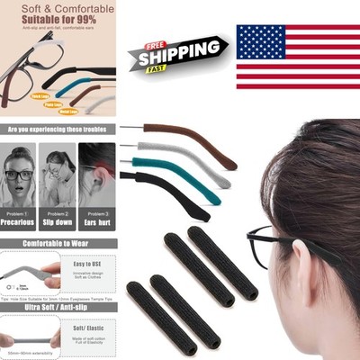 Non Slip Eyeglass Grips 2 Pairs Black Adjustable Cotton Grippers for Glasses