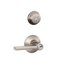 Schlage Latitude Satin Nickel Deadbolt and Door Handle Combo Pack