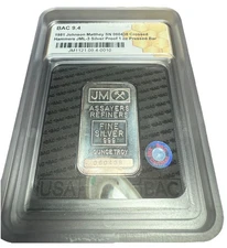 Johnson Matthey 1981 Bac Grading 1 Ounce 999 Silver Oversized Holder Show Piece