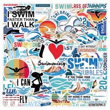 100PCS Swimming Stickers, Funny Gifts for Student Vinyl Colorful