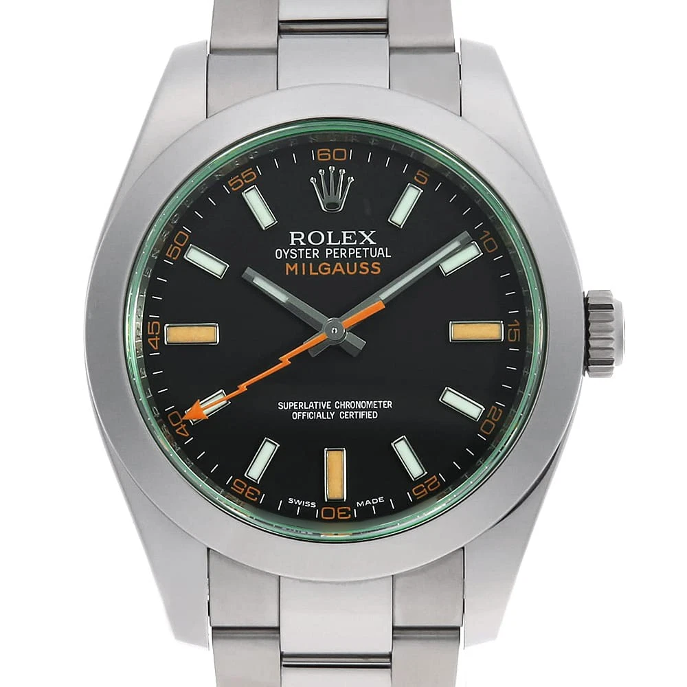 Rolex — ROLEX Milgauss green glass 116400GV black V Number second hand mens
