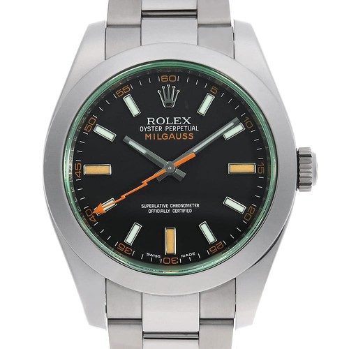 ROLEX Milgauss green glass 116400GV black V Number second hand...