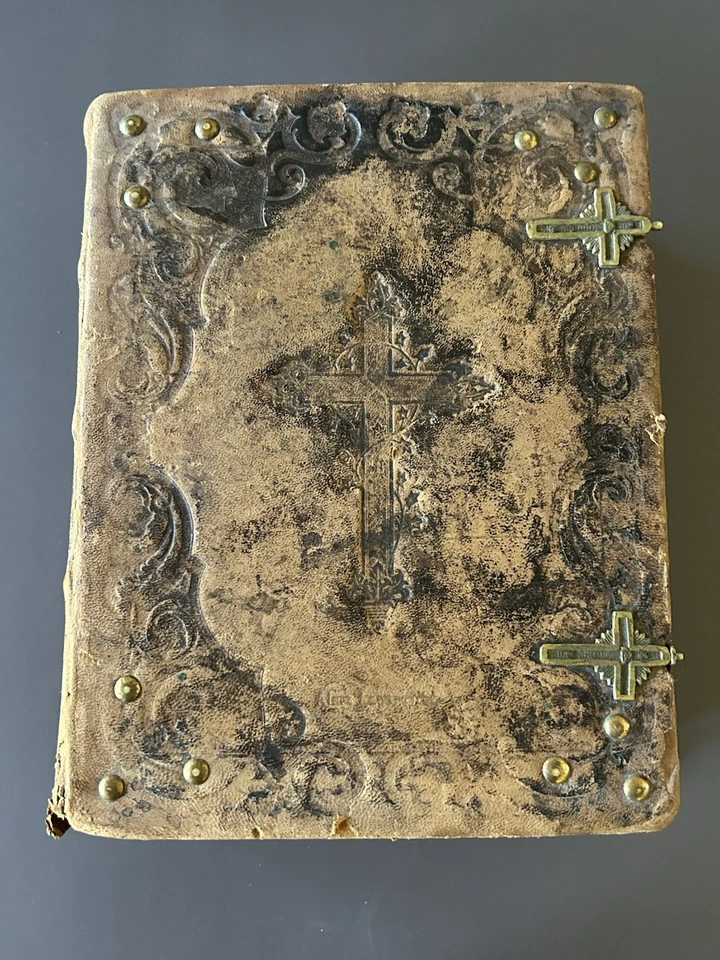 1880 Swedish Biblia Holy Bible Gleerup Leather Brass Clasps Antique Gothic - Image 2 of 4