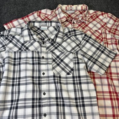 Bundle of 2 Columbia Men's Regular Fit Plaid Short Sleeve Button Down Shirt XL