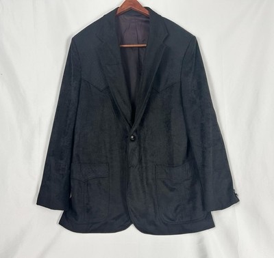 Circle S Mens Western Blazer Black 46L Cowboy Two Button Sport Coat Jacket