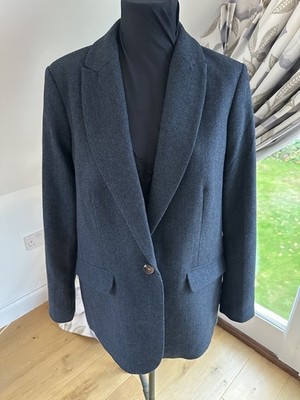 JOULES LADIES NAVY  BRAMBLE  TWEED BLAZER JACKET  60% WOOL  UK18 LINED VGC