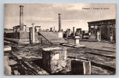 Pompeii Temple of Apollo Ruins Postcard Ediz C Cotini Napoli Italy Vintage