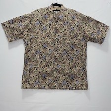Pierre Cardin Shirt Men's L Flower Pattern Button Up Multi Color Short Sleeve