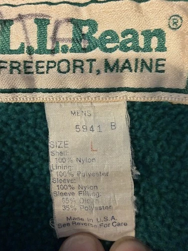Vintage LL Bean Jacket Mens L Blue Fleece Lined Made In USA image 2