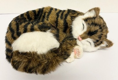Pet Mate Breathing Kitten Cat Sleeping Tiger Tabby Brown Black Electronic Plush
