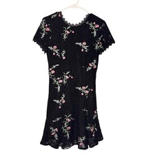 WAYF NWT Geln Black Embroidered Lace Dainty V Back Mini Dress S