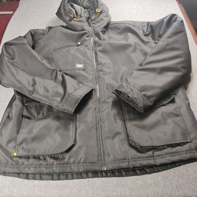 CAT Catapillar Jacket Men 2XL Black Hooded Insulated Parka Workwear Outdoors