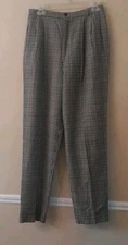 Vtg Charter Club Chelsea Cambell Houndstooth Pant Size 10 Wool Lined Pleated EUC