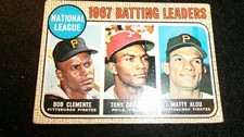 1968 Topps #1....1967 NL Batting Leaders...vg-exc...CLEMENTE...ALOU...GONZALEZ