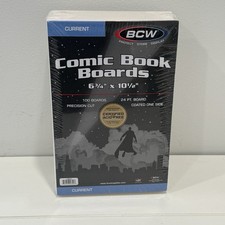 100 BCW Comic Book Boards Modern Current Size 6 5/8" Archival Safe Storage Back