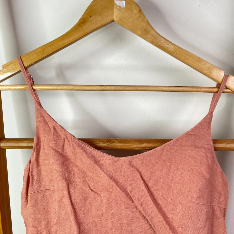 Billabong Tank Top Womens Small Orange Linen Blend Camisole Sleeveless V-Neck - Image 4 of 4