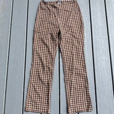 Vintage high rise brown houndstooth pants, preppy officecore academia