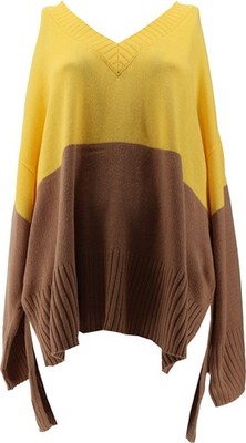 G Giuliana V-Neck Colorblock Sweater Camel Yellow M NWOT (1036)