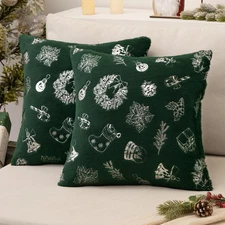 MIULEE Christmas Dark Green Pillow Covers Set 18 x 18 (Pack of 2), 