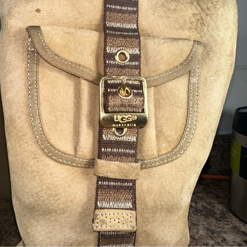 UGG Australia Brown Suede Retro Cargo Boot Size 9 - 1895 Fur Buckle - Photo 10 sur 11