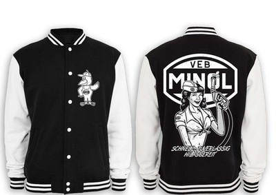 VEB MINOL Pin Up College jacke Ostalgie Retro Simson DDR,Minol Pirol,Moped,