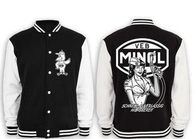 VEB MINOL Pin Up College jacke Ostalgie Retro Simson DDR,Minol Pirol,Moped, - Bild 1 von 4