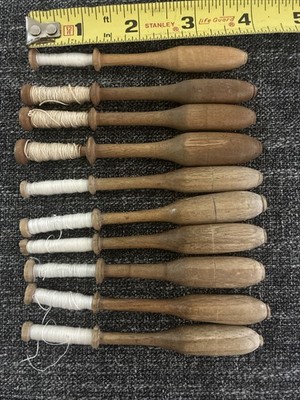 Vintage wooden belgian lace bobbin set of 10 pieces handmade spools