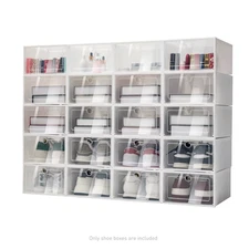 20PCS Stack Foldable Plastic Shoe Storage Cabinet Boxes Shoe Rack Shelf Tower St