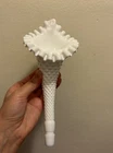 Vintage Fenton Milk Glass Epergne Horn Replacement white Hobnail