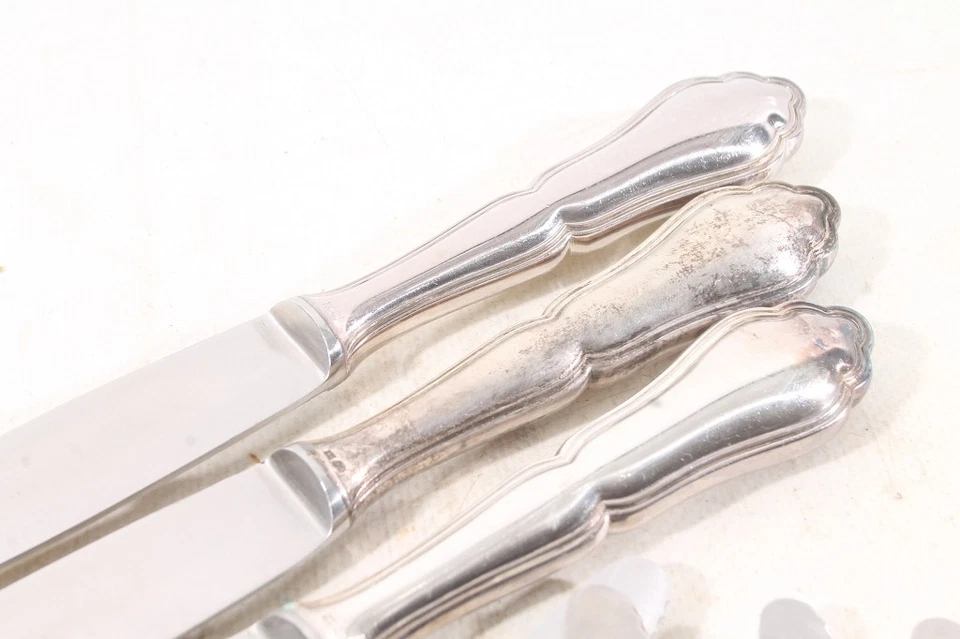 Besteck 12 Stück Messer ABS 90er Silberauflage 90/27 Vintage altes Design - Bild 3 von 4