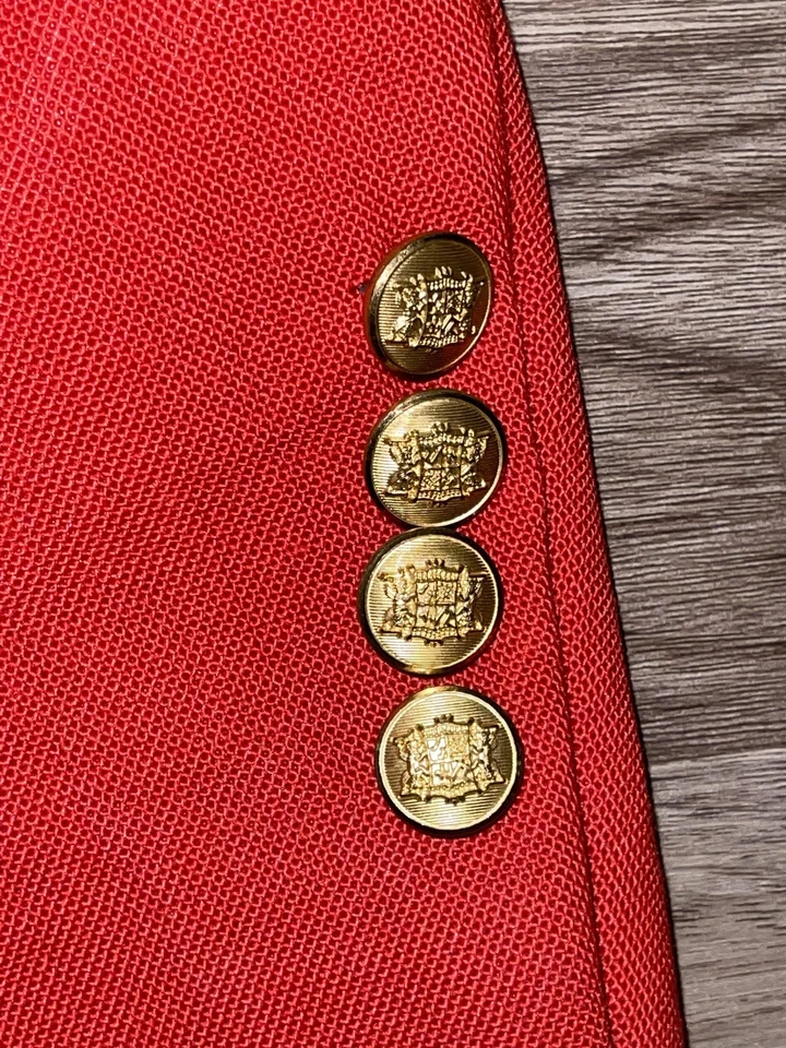 Blazer De Colección John Weitz Palm Beach Para Hombres Grande Rojo Dorado Cresta Botones Hecho en EE. UU. Foto 2 de 4