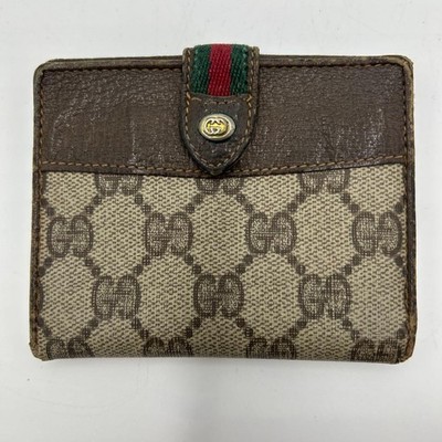 GUCCI Wallet Sherry Line GG Supreme Brown Authentic From Japan