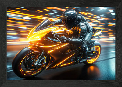 Speeding Motorcycle Poster Gerahmtes Wandbild Poster Leinwanddruck Bild