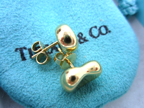 Tiffany & Co Elegant Elsa Peretti 18k Yellow Gold 11.3 MM Bean Pierced Earrings - Picture 6 of 8
