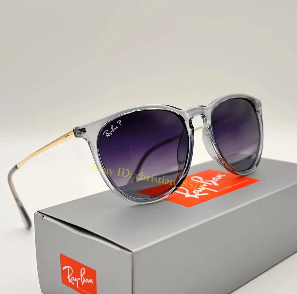 *Nuevo* Gafas de sol polarizadas Ray-Ban RB4171 Erika 54 mm marco azul lentes grises UV Foto 2 de 4