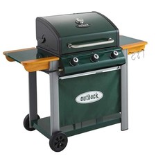 Image of Outback Hunter 3-Burner Hybrid Gas & Charcoal BBQ Green 